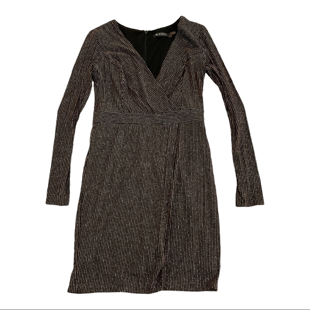 GUESS Sparkle Lurex Long Sleeve Stretch Jersey Cocktail Dress Size 6